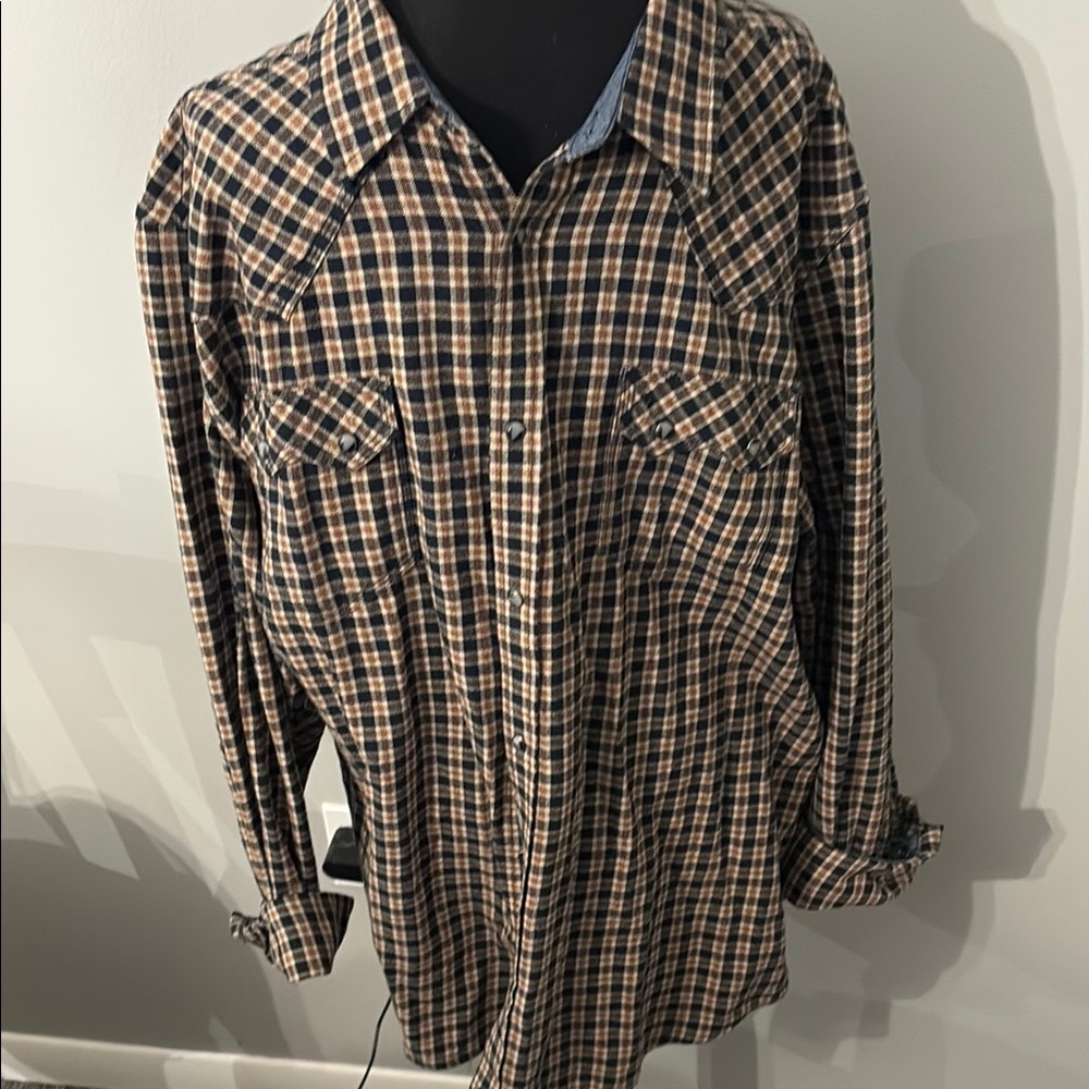 Moon Shine Plaid Snap-Up Shirt Size XXL